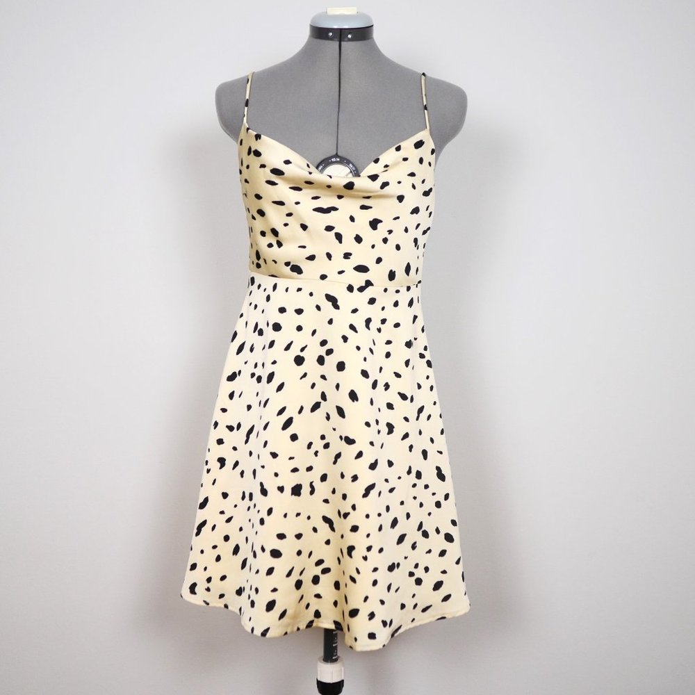 ASTR Cream Sasha Animal Sleeveless Mini Dress with Cowl Neck Size Small